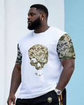Big & Tall Men's Street Fashion Man Smell Camouflage Horror Skull Crewneck T-Shirt Shorts Suit